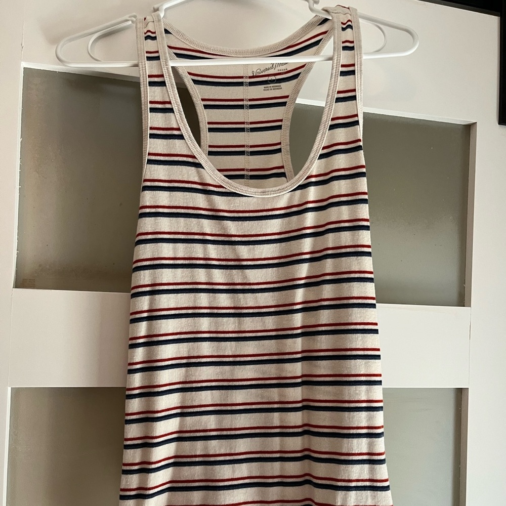 Red white and blue striped tank